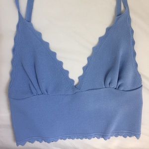 Zara crop Top knitted baby blue size L